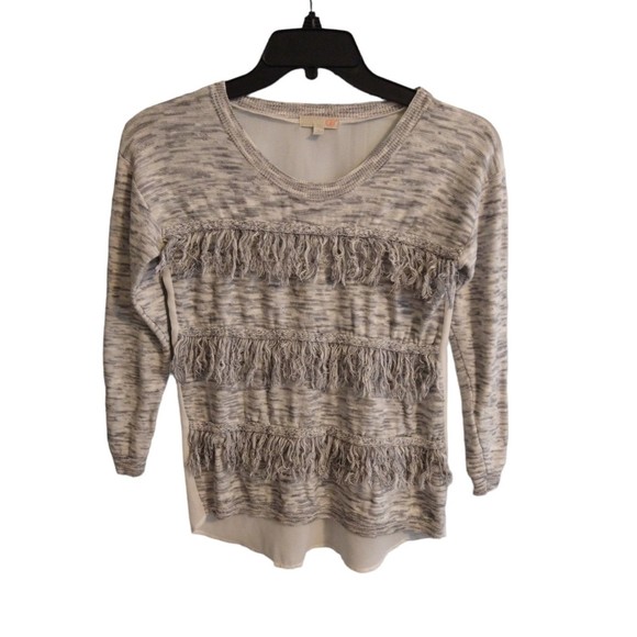GB fringed top Sm Gray Hippie Cottage Core - Picture 1 of 9